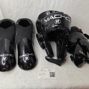 Macho Dyna 5 Piece Sparring Gear Set | Head, feet, Hands Protection | Large - Black