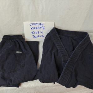 Century 8oz Brushed Cotton Karate Gi Uniform Black Size 4 Adult | Jacket+Pants